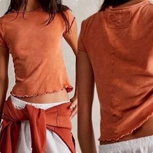 Free People Rust Teelet with Lettuce Hem